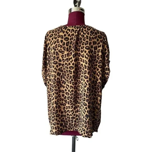 Torrid LEOPARD CHALLIS TIE FRONT MIDI DOLMAN TOP Size 2X - Picture 7 of 10
